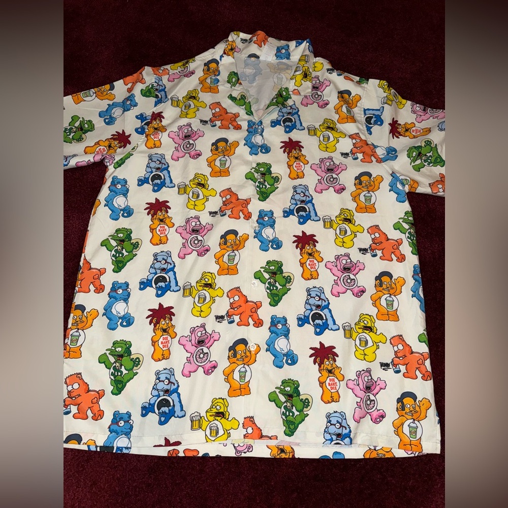 Rare unique shirt Simpsons and carebear collaboration Hawaiian  shirt adult L